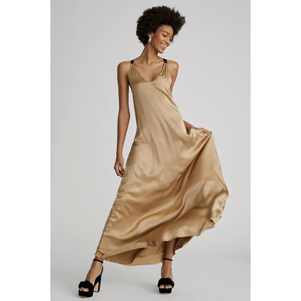 Anthropologie Magali Pascal Open-Back Silk Maxi Dress
